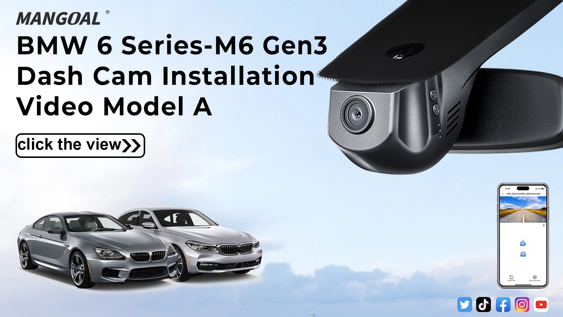 Load video: Mangoal Front 4K HDR Dash Cam STARVIS 2 for BMW Select 6 Series Gen3 F06 F12 F13 2012-2019 M6(Model A)