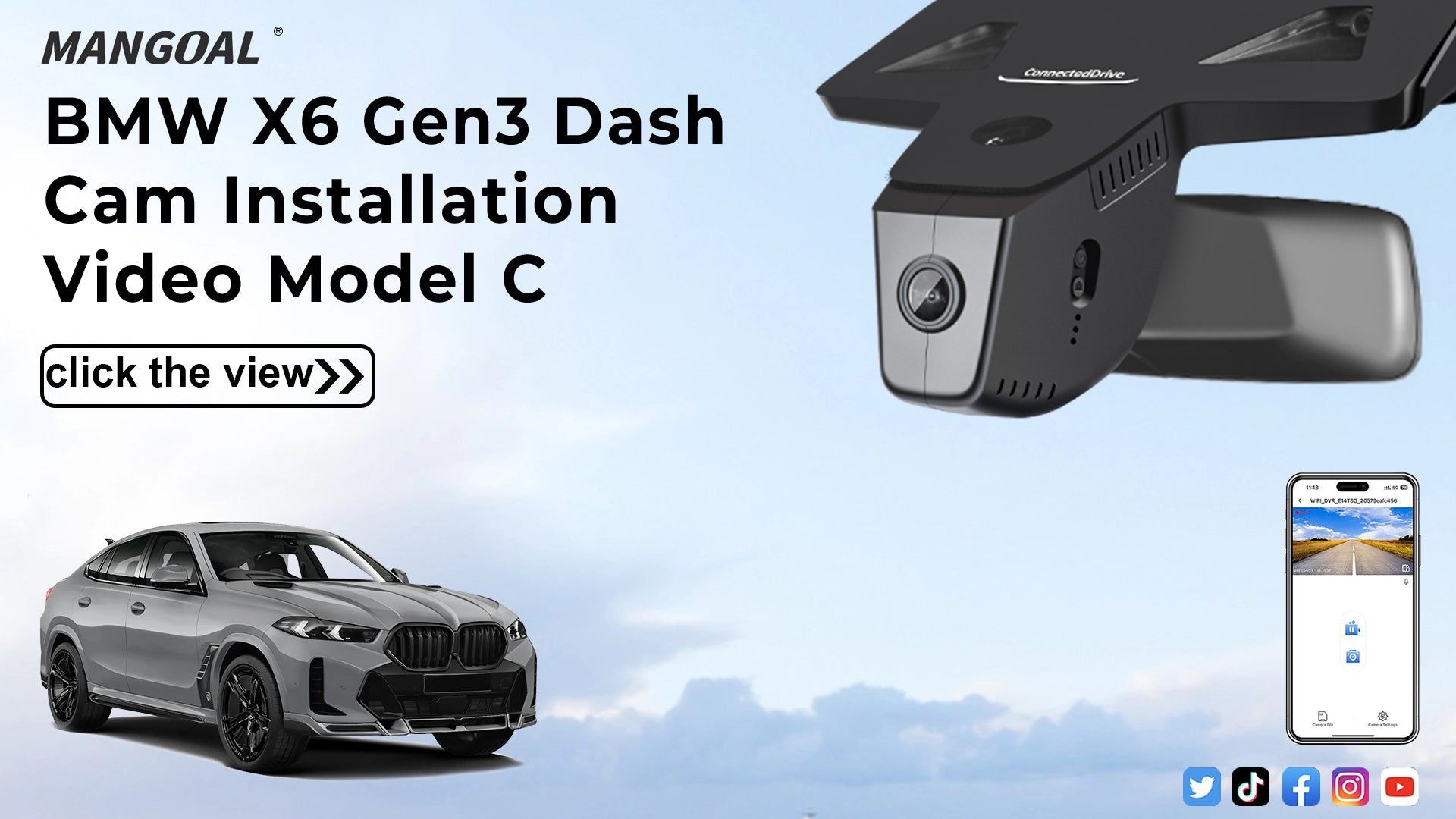 Charger la vidéo : Mangoal Front 4K HDR Dash Cam STARVIS 2 for BMW X6 Gen3 G06 2024 2025 X6 LCI (Model C)
