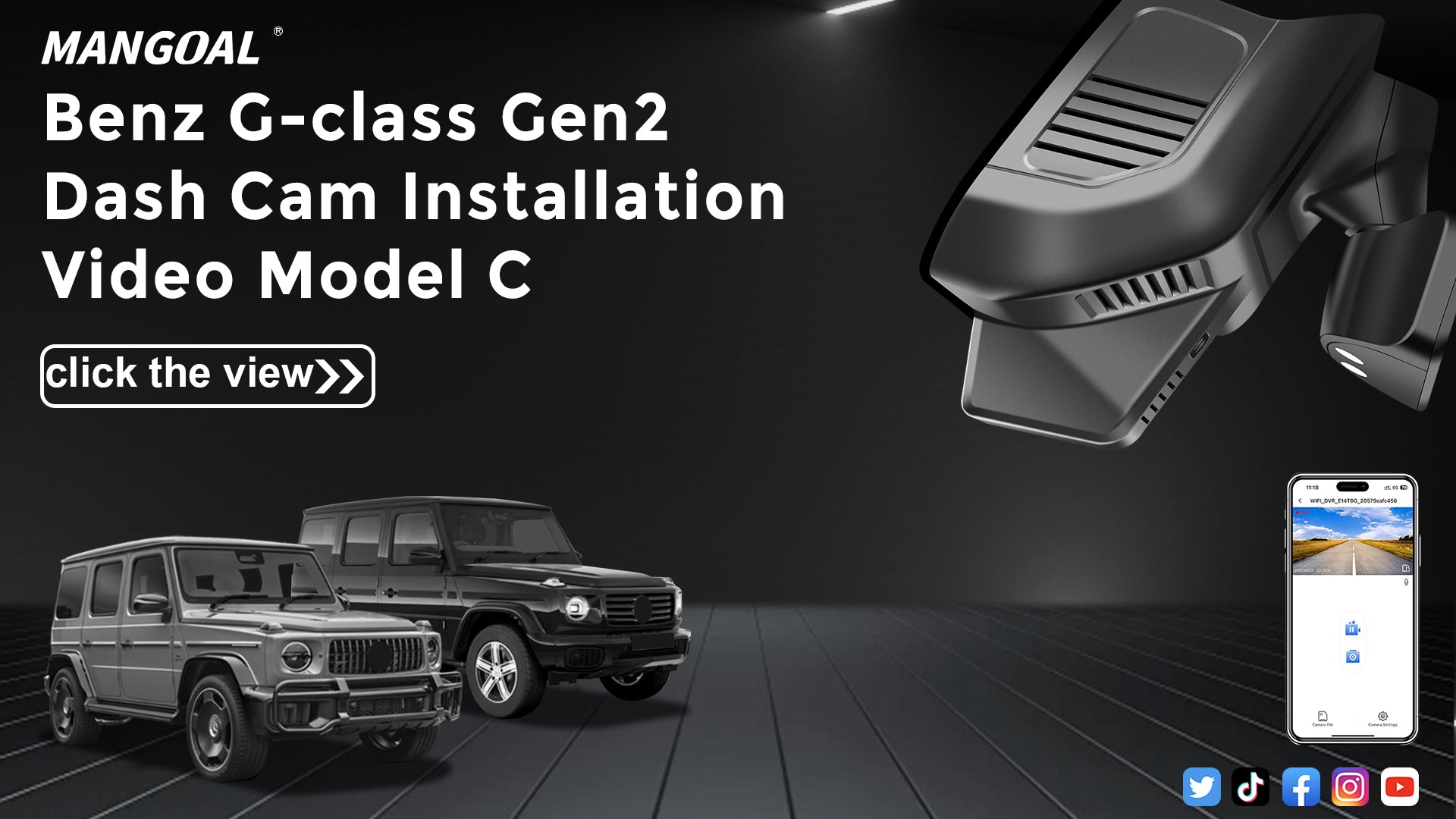 Charger la vidéo : Mangoal Front 4K HDR Dash Cam STARVIS 2 for Mercedes-Benz G-Class W465 2025, AMG G63 2025(Model C)