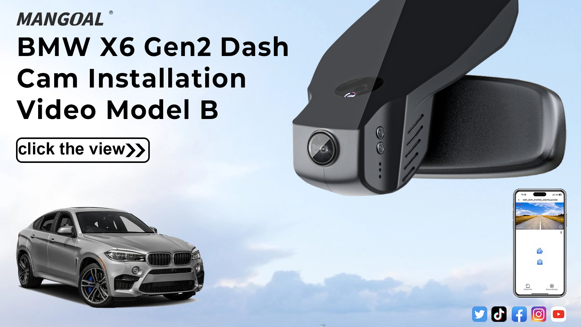 Load video: Mangoal Front 4K & Rear 2K HDR Dash Cam, Dual STARVIS 2, for BMW X6 Gen2 F16 2015-2019(Model B)