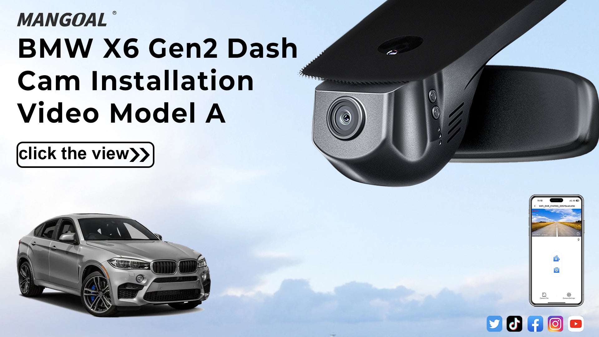 Load video: Mangoal Front 4K & Rear 2K HDR Dash Cam, Dual STARVIS 2, for BMW X6 Gen2 F16 2015-2019(Model A)