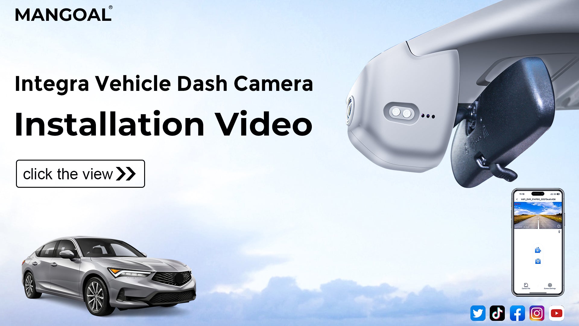 Load video: Mangoal Front 4K HDR Dash Cam STARVIS 2 for Acura Integra 2023-2025(Gray)