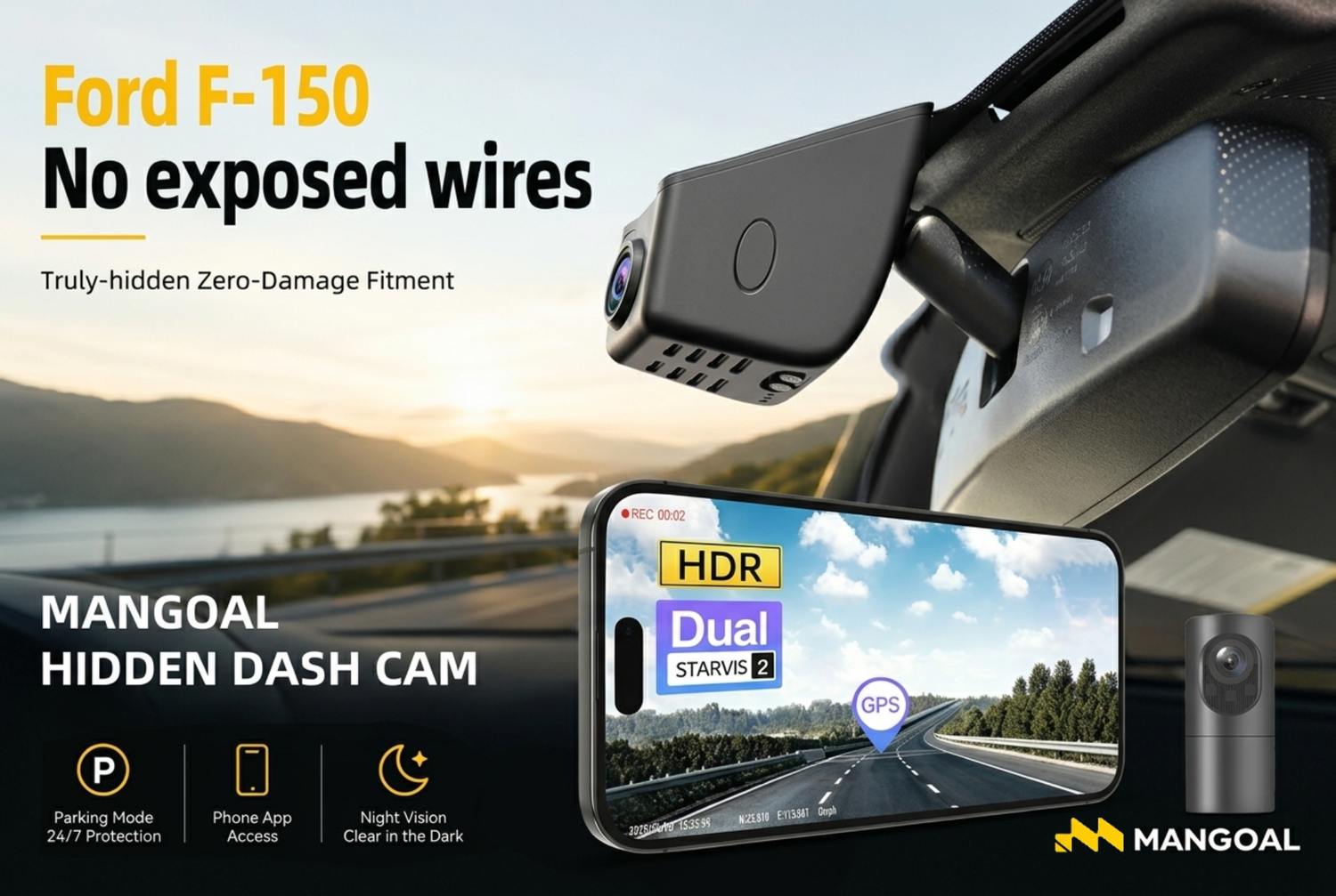 Ford F-150 OEM Dash Cam: 4K & No Exposed Wires | MANGOAL