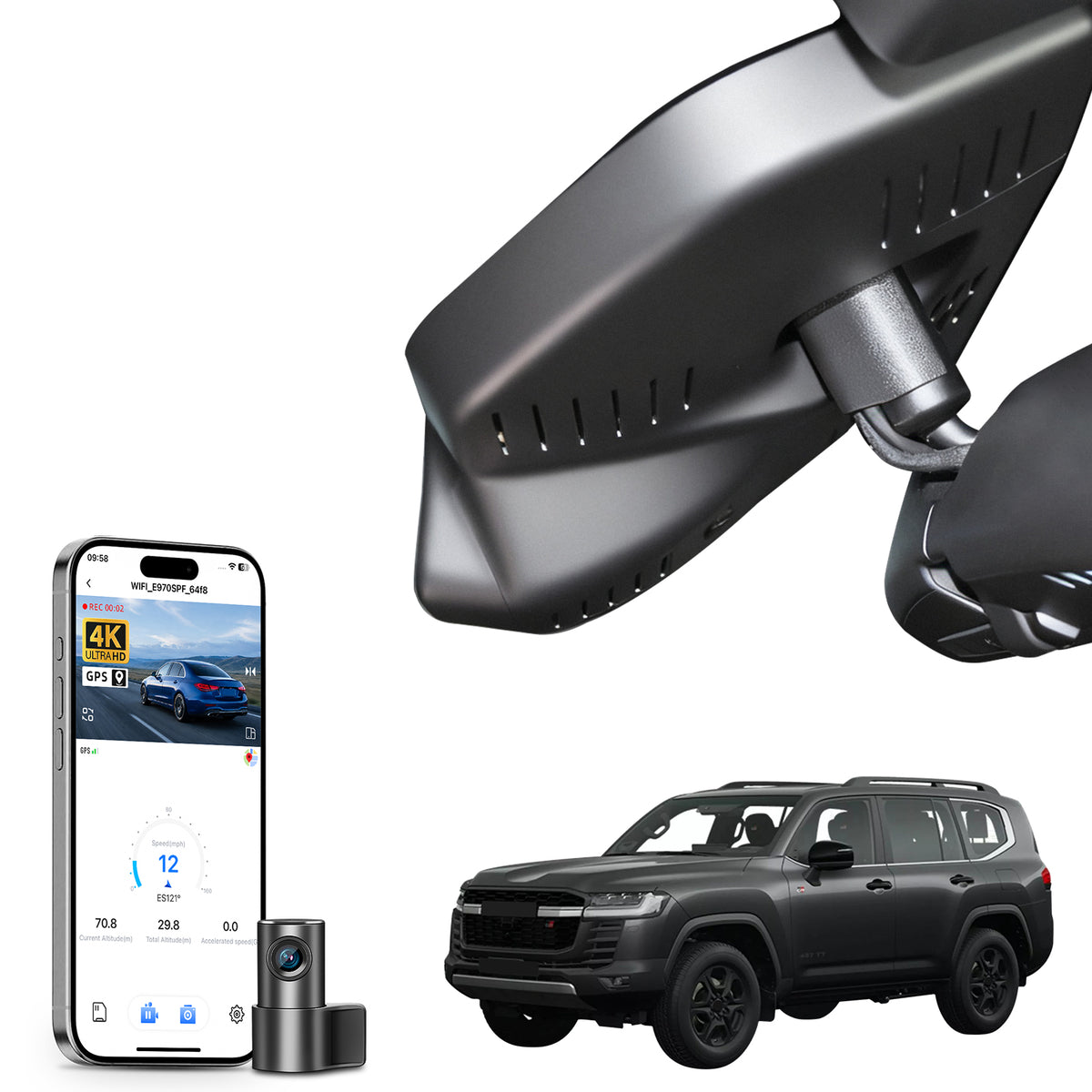 MANGOAL Dash Cam for Toyota Land Cruiser LC300 2025-2027 Model C(LHD,Left-hand drive)