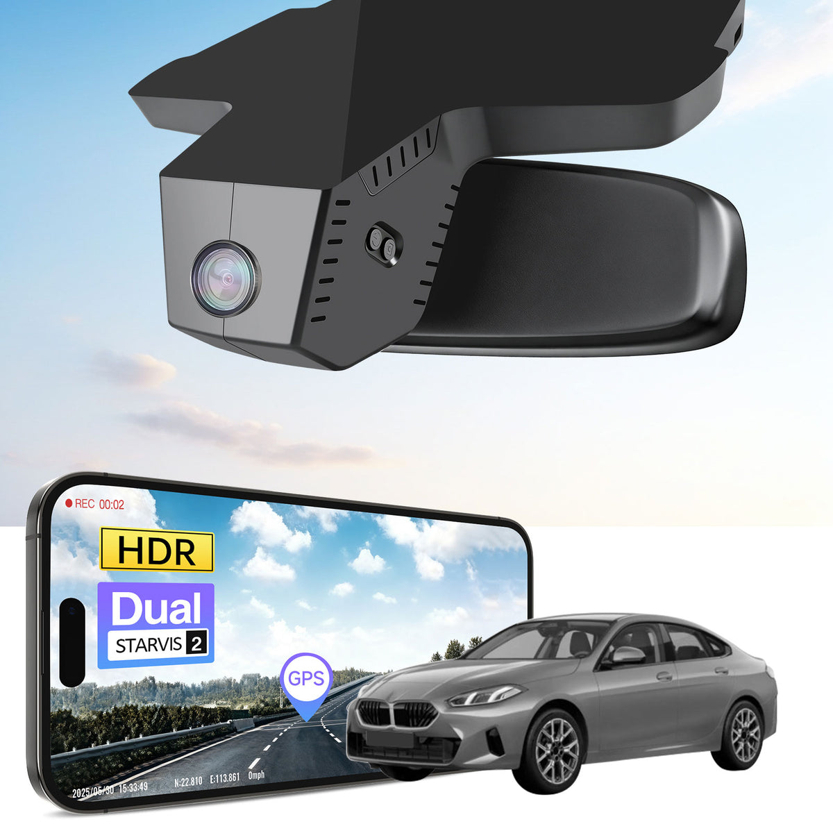 MANGOAL 4K STARVIS 2 Dash Cam (GPS Included) for BMW 2 Series Gran Coupé F74 2025 2026 (Model F)