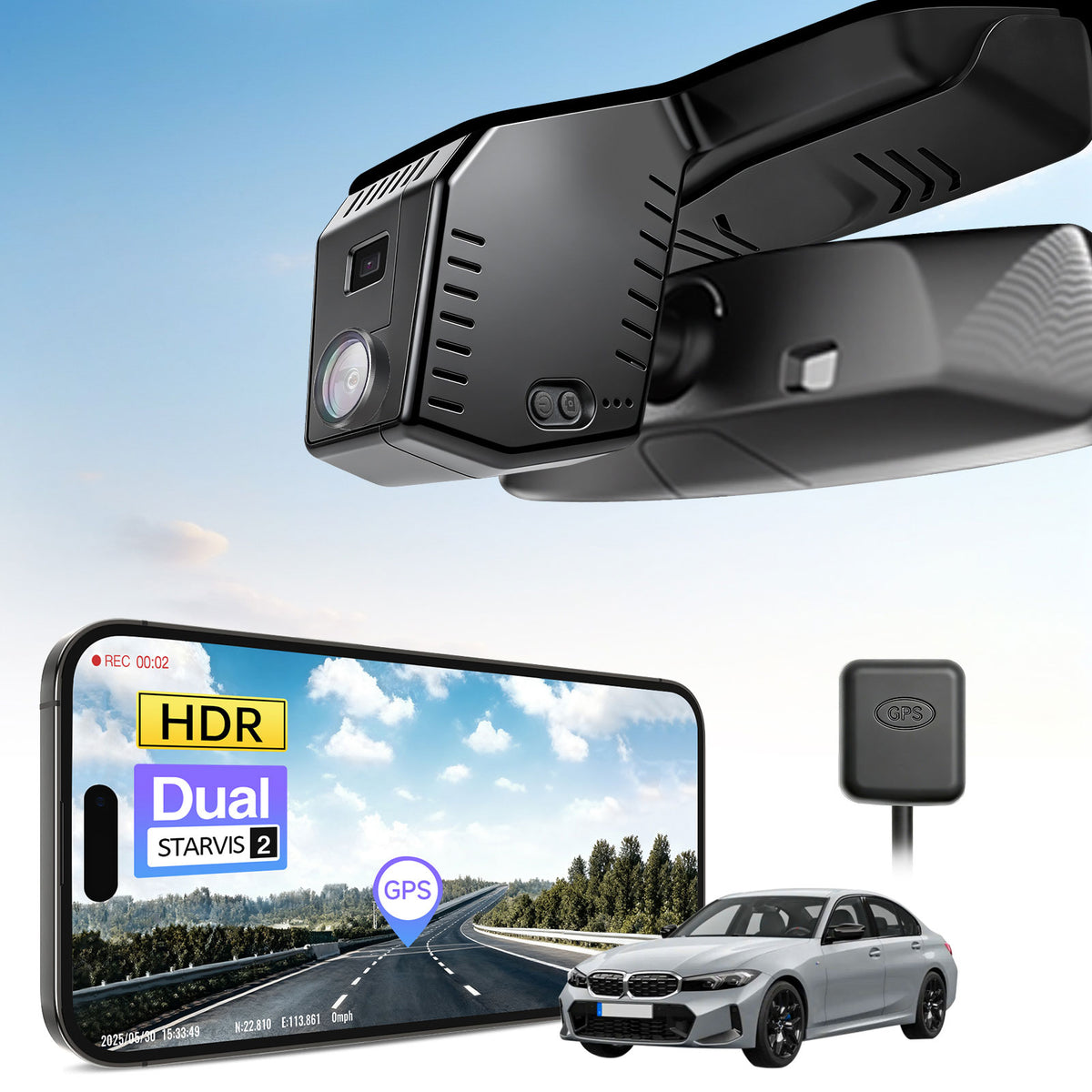 MANGOAL 4K STARVIS 2 Dash Cam (GPS Included) for BMW 3-Series Gen7 G20 G21 G28 2020–2027 Select 2019 M3 G80 G81(Model B)