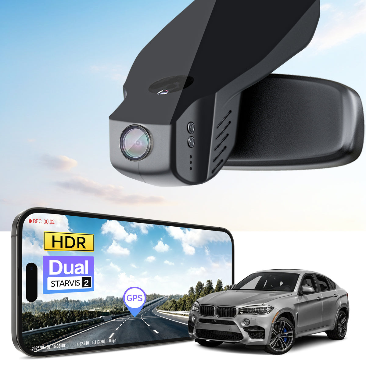 MANGOAL 4K STARVIS 2 Dash Cam (GPS Included) for BMW X6 Gen2 F16 2015–2019(Model B)