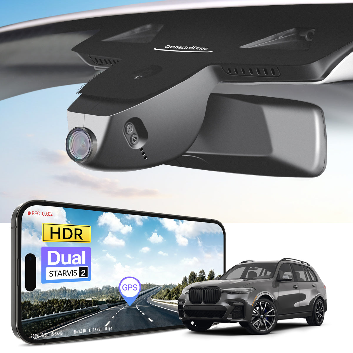 MANGOAL 4K STARVIS 2 Dash Cam (GPS Included) for BMW G07 X7 2019–2022(Model B)