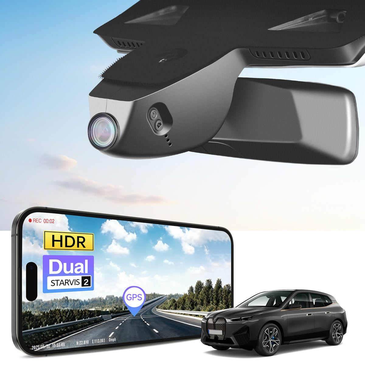 MANGOAL 4K STARVIS 2 Dash Cam (GPS Included) for BMW iX 2022–2026(Model A)