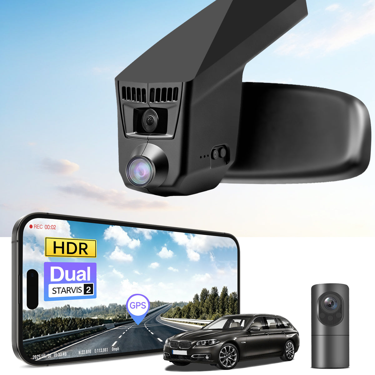 MANGOAL 4K STARVIS 2 Dash Cam (GPS Included) for BMW 5 Series Gen6 F07 F10 F11 F18 2014–2016 Select 2017 M5 F10(Model C)