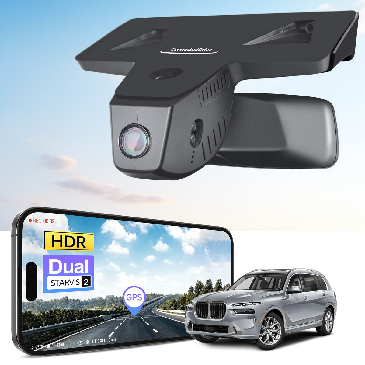 MANGOAL 4K STARVIS 2 Dash Cam (GPS Included) for BMW G07 X7 Facelift 2021 2023–2027(Model C)