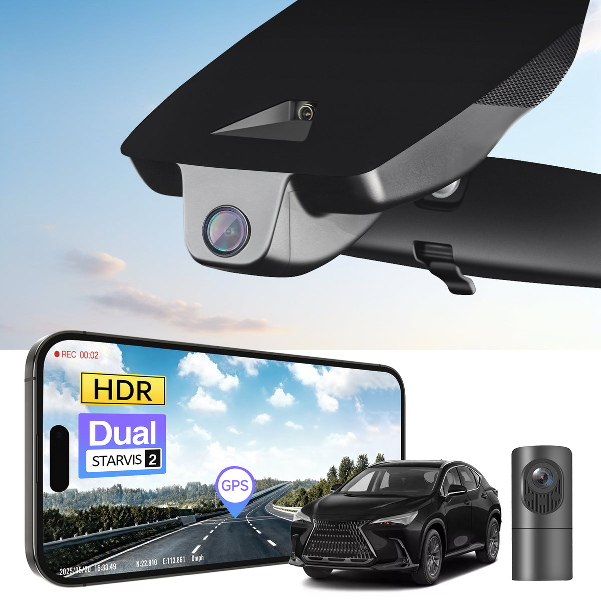 MANGOAL 4K STARVIS 2 Dash Cam (GPS Included) for Lexus NX 2022–2026(Model C)