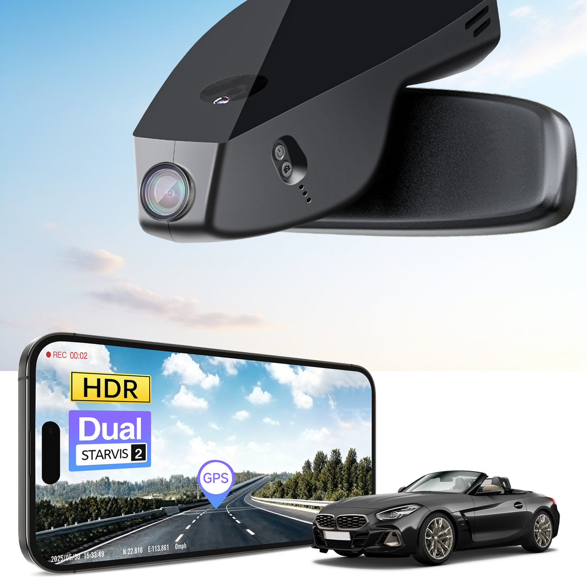 MANGOAL 4K STARVIS 2 Dash Cam (GPS Included) for BMW Z4 G29 2019–2026(Model B)