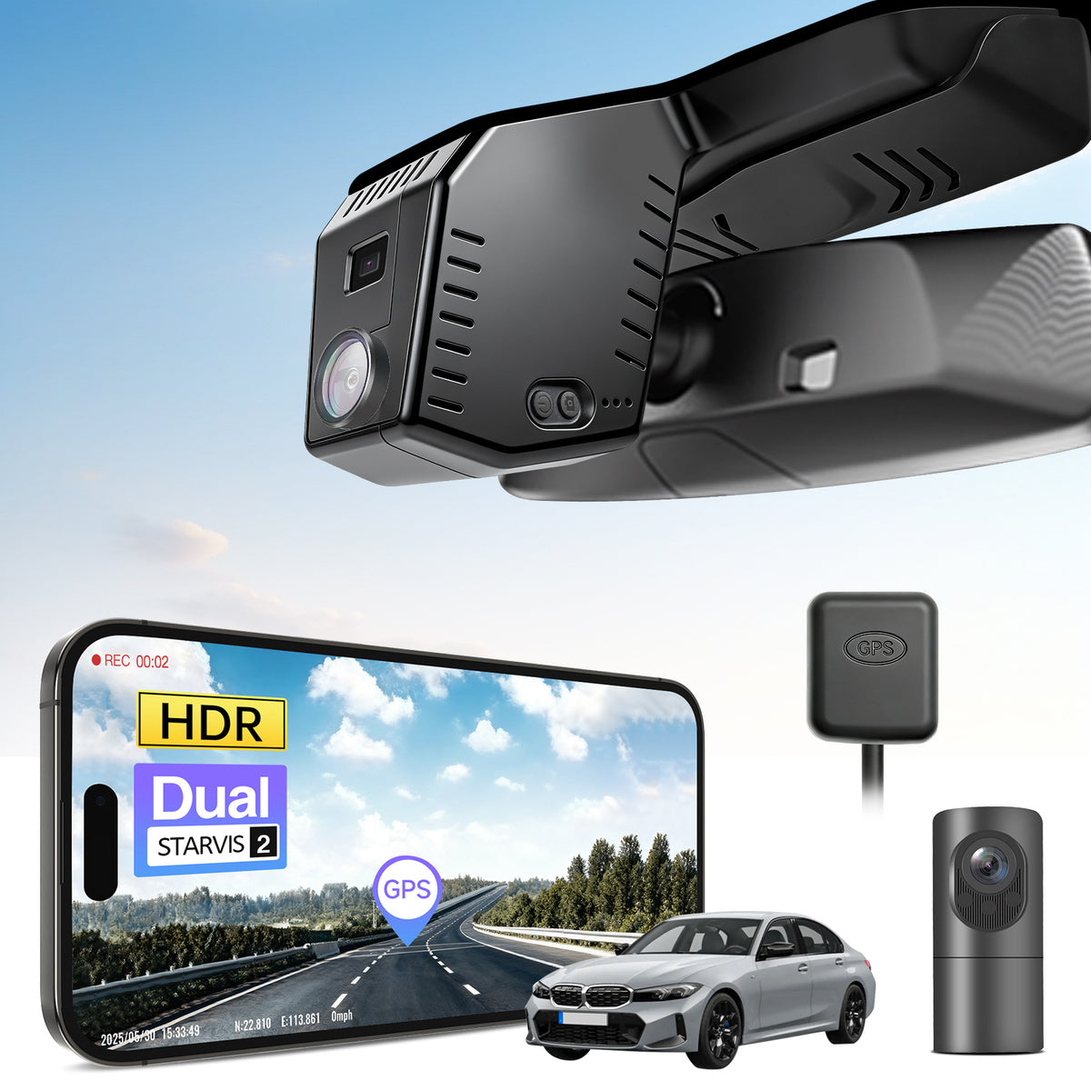 MANGOAL 4K STARVIS 2 Dash Cam (GPS Included) for BMW 3-Series Gen7 G20 G21 G28 2020–2027 Select 2019 M3 G80 G81(Model B)