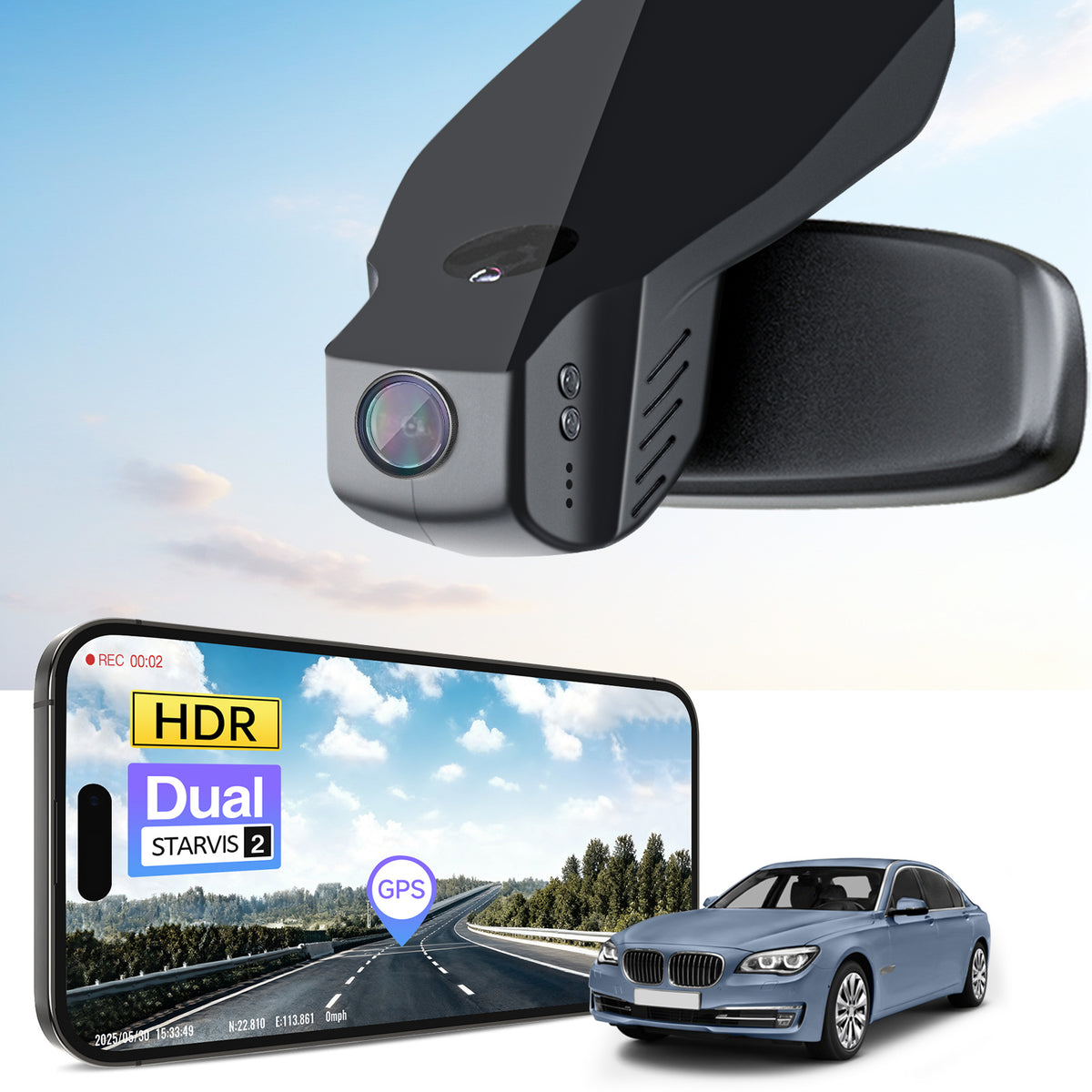 MANGOAL 4K STARVIS 2 Dash Cam (GPS Included) for BMW 7 Series Gen5 F01/F02/F03/F04 2013–2015 (Model B)