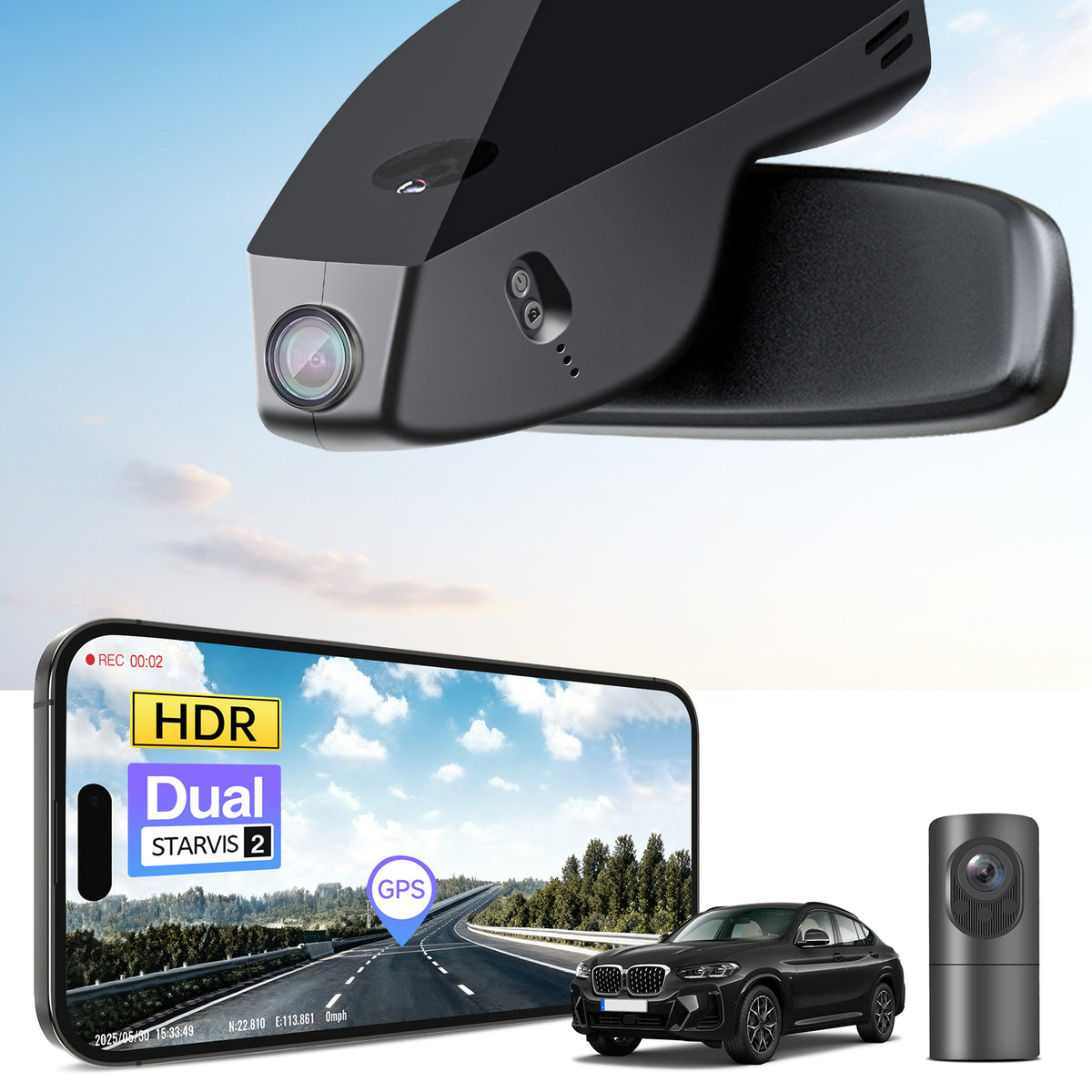 MANGOAL 4K STARVIS 2 Dash Cam (GPS Included) for BMW 4-Series Gen2 G22 G23 G26 2021–2027 M4 G82 G83(Model A)