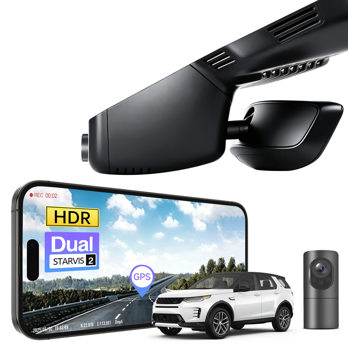 MANGOAL 4K STARVIS 2 Dash Cam (GPS Included) for Land Rover Discovery Sport S SE HSE R-Dynamic L550 facelift(Model D)