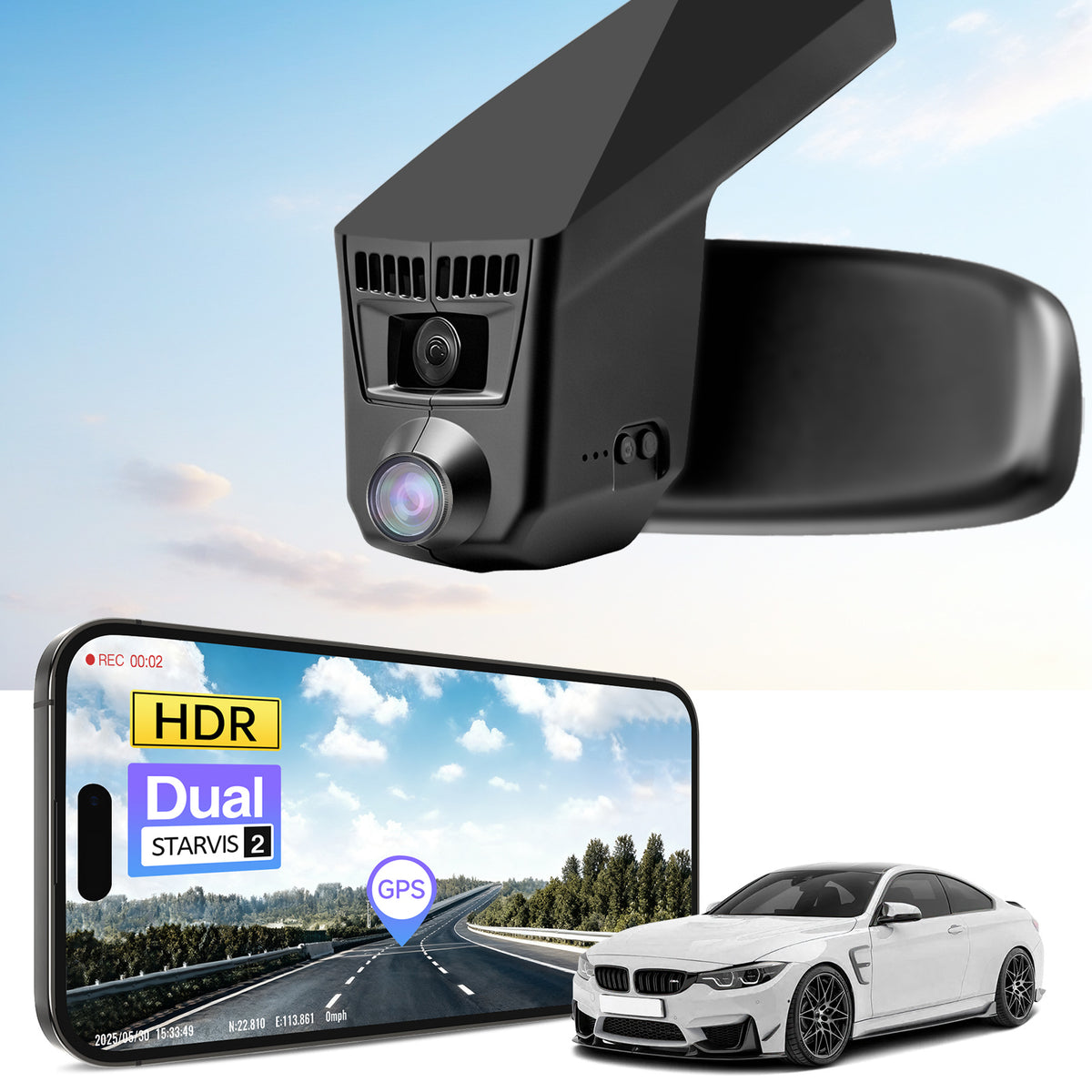 MANGOAL 4K STARVIS 2 Dash Cam (GPS Included) for BMW 4-Series Gen1 F32 F33 F36 2014–2020 M4 F82 F83(Model C)