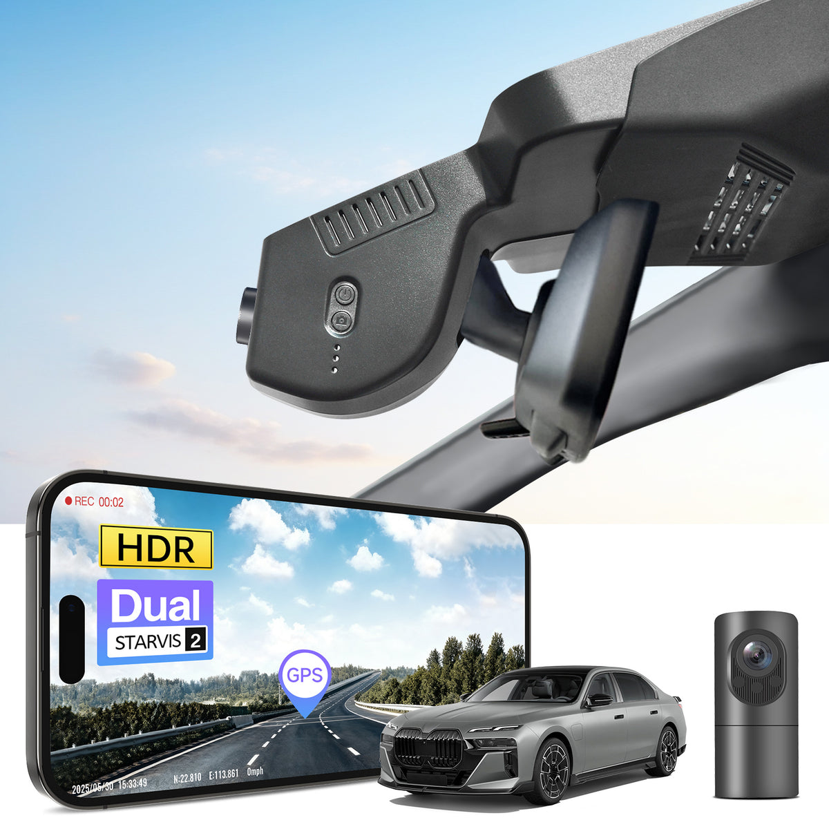 MANGOAL 4K STARVIS 2 Dash Cam (GPS Included) for BMW 7 Series Gen7 G70 G73 2023–2025 (Model B)