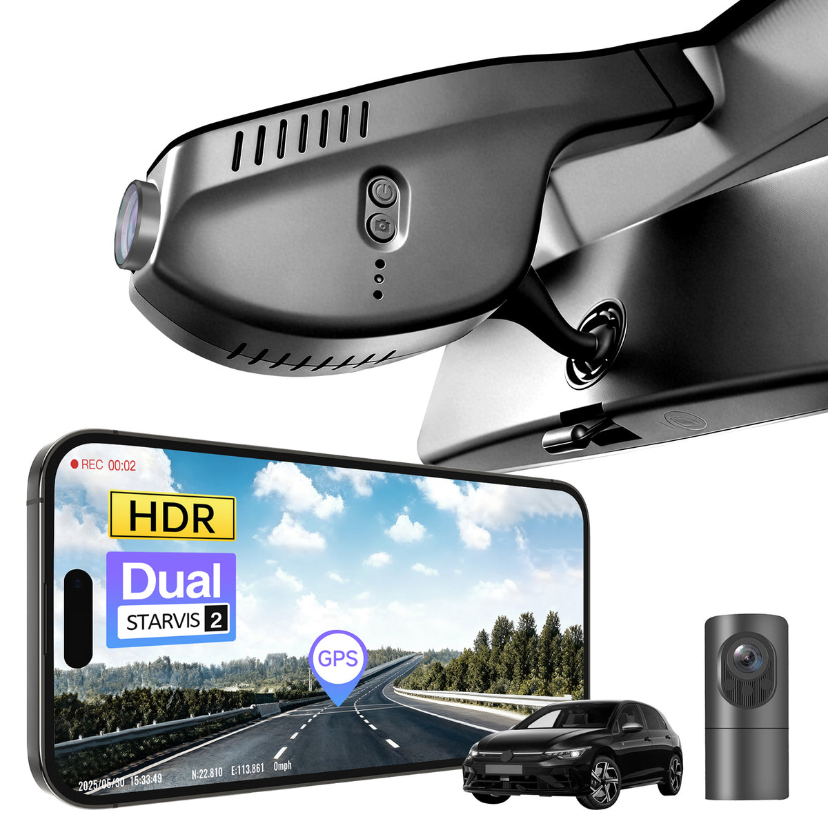 MANGOAL 4K STARVIS 2 Dash Cam (GPS Included) for Volkswagen Golf & Golf GTI & Golf R MK 7/7.5/8 2015–2025 (Model A )
