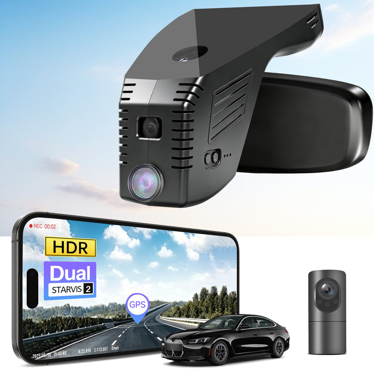 MANGOAL 4K STARVIS 2 Dash Cam (GPS Included) for BMW i4 2025 (Model B)