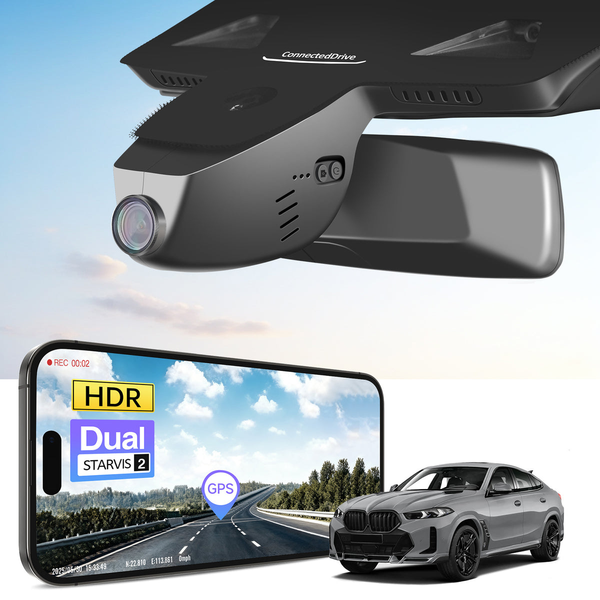 MANGOAL 4K STARVIS 2 Dash Cam (GPS Included) for BMW X6 Gen3 G06 2020–2023(Model B)