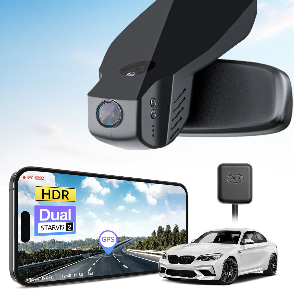 MANGOAL 4K STARVIS 2 Dash Cam (GPS Included) for BMW 2 Series Coupé Convertible F22 F23 G42 Active Tourer Gran Tourer F45 F46 U06 Gran Coupé F44 M2 F87(Model B)