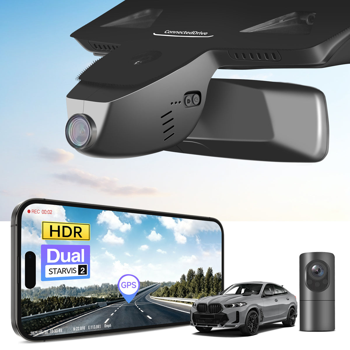 MANGOAL 4K STARVIS 2 Dash Cam (GPS Included) for BMW X6 Gen3 G06 2020–2023(Model B)