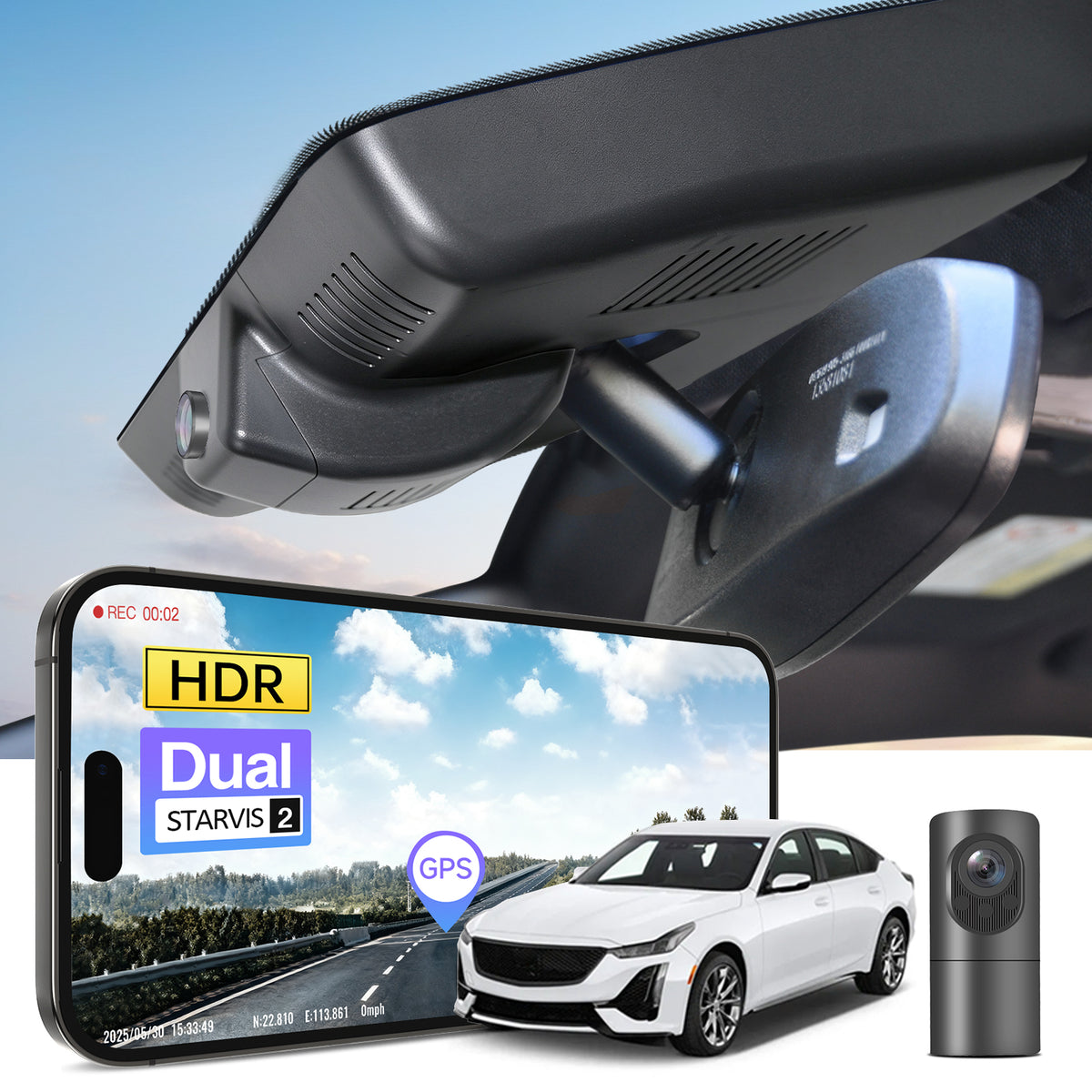 MANGOAL 4K STARVIS 2 Dash Cam (GPS Included) for Cadillac CT5/CT5 V 2025-2026 (Model B)