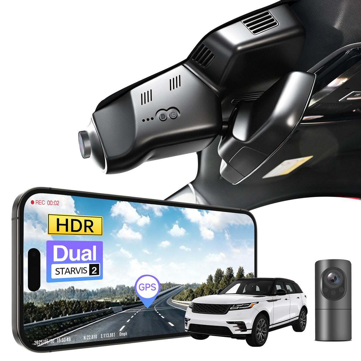 MANGOAL 4K STARVIS 2 Dash Cam (GPS Included) for Land Rover Range Roverr Velar L560 2018–2020(Model A)