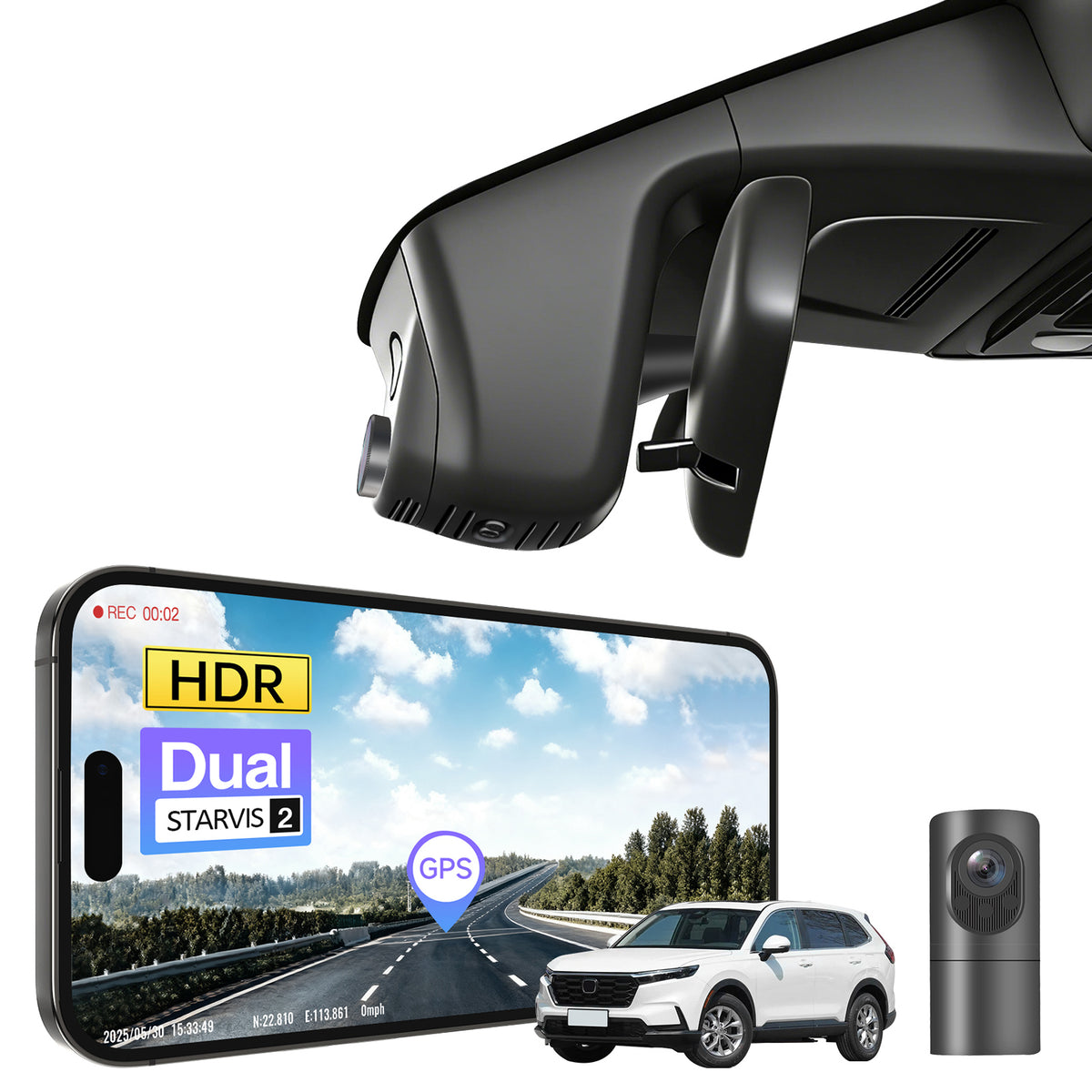 MANGOAL 4K STARVIS 2 Dash Cam (GPS Included) for Honda CR-V & CR-V Hybrid 2023–2026(Model B)