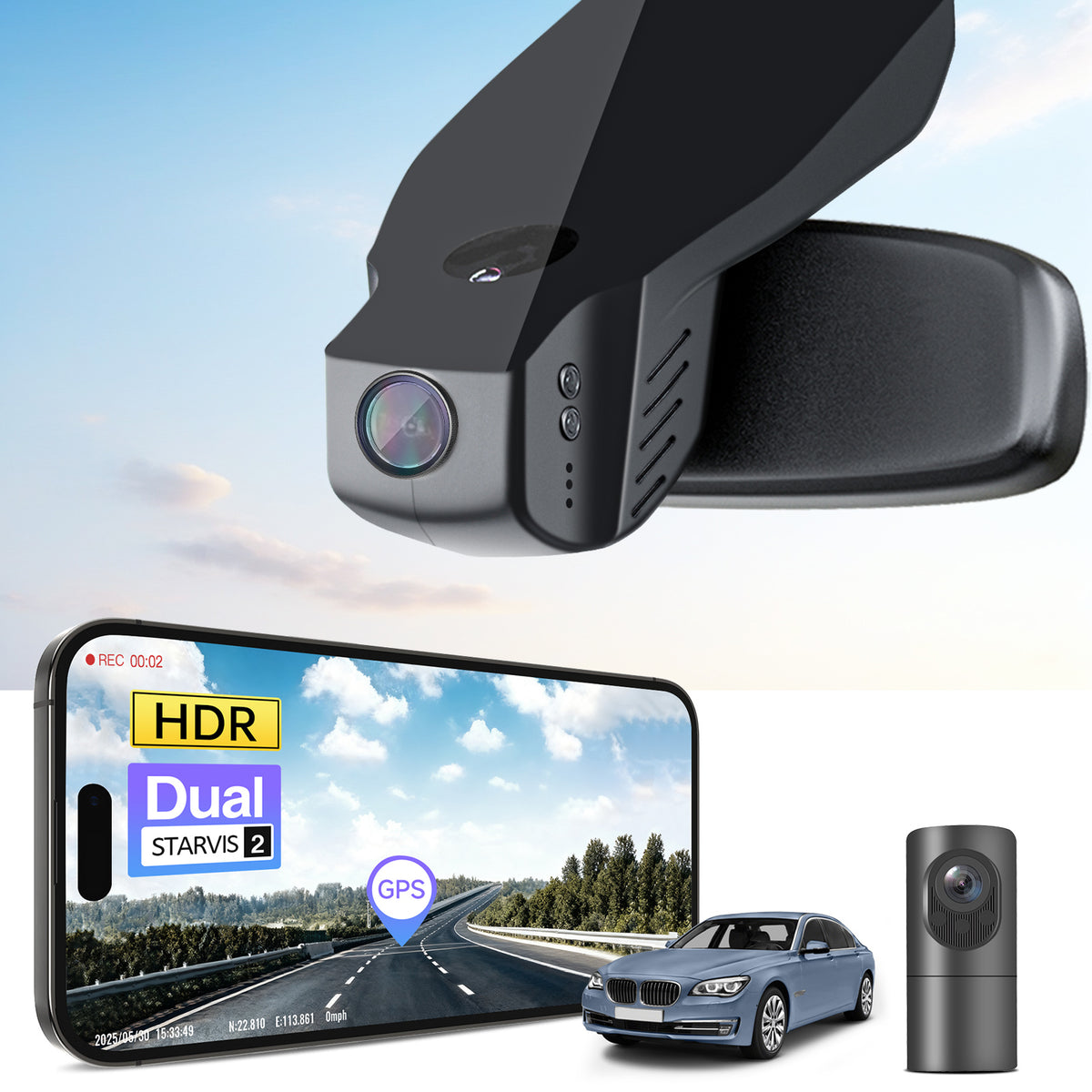 MANGOAL 4K STARVIS 2 Dash Cam (GPS Included) for BMW 7 Series Gen5 F01/F02/F03/F04 2013–2015 (Model B)