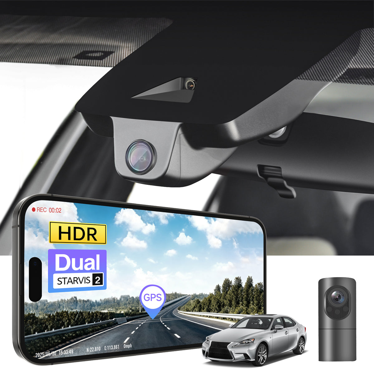 MANGOAL 4K STARVIS 2 Dash Cam (GPS Included) for Lexus ES & Lexus GS (Model A)