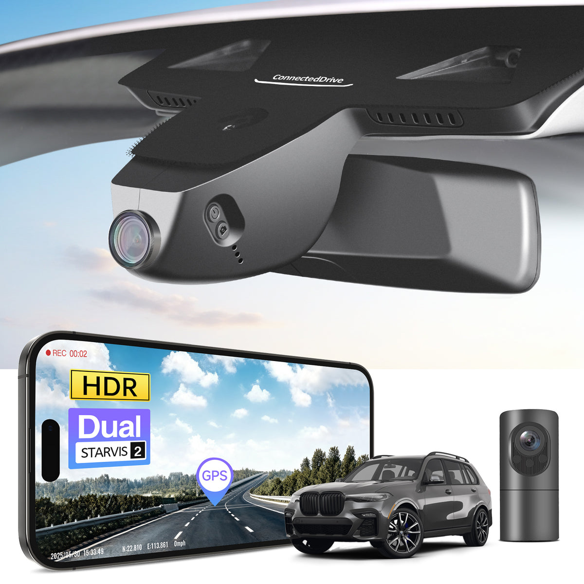 MANGOAL 4K STARVIS 2 Dash Cam (GPS Included) for BMW G07 X7 2019–2022(Model B)