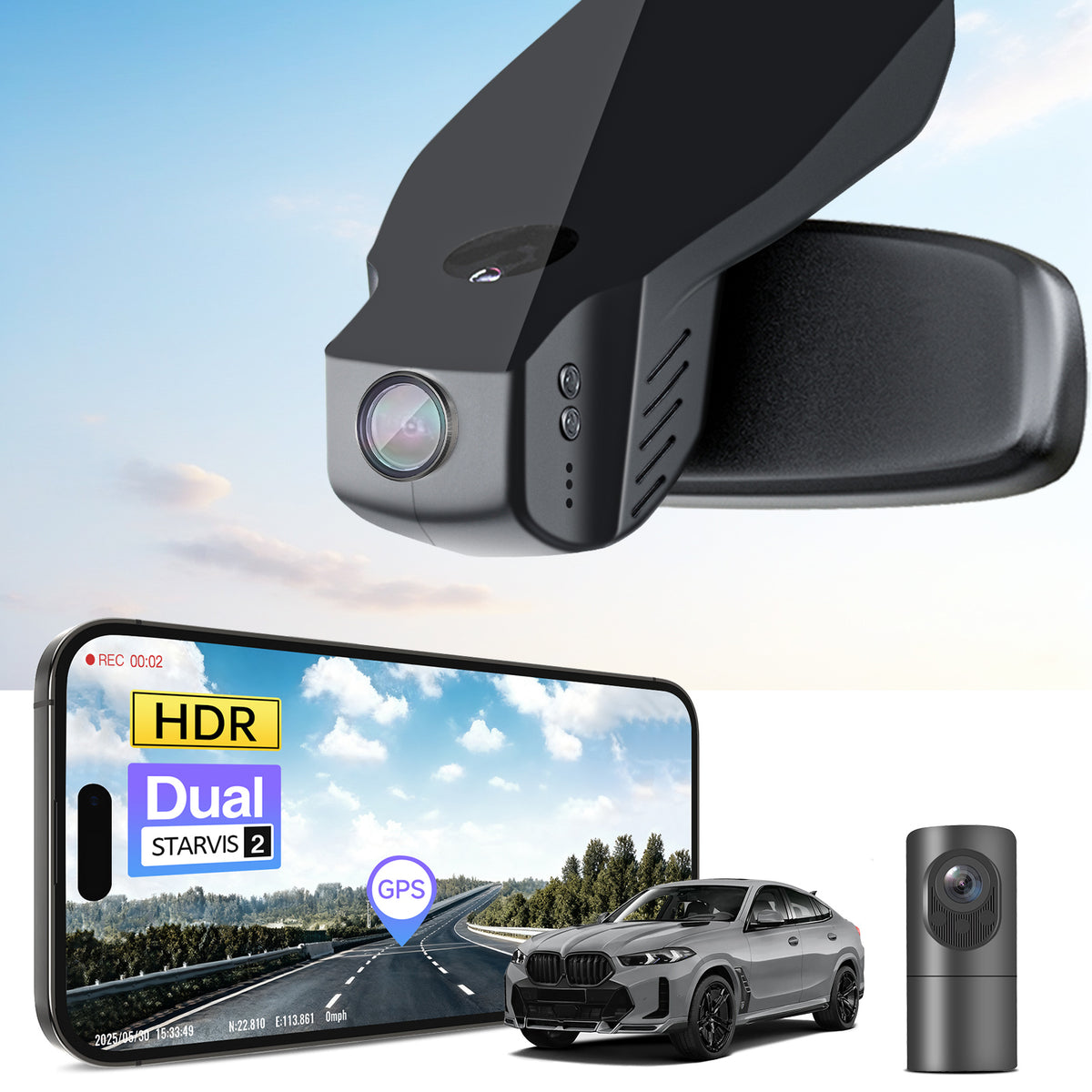 MANGOAL 4K STARVIS 2 Dash Cam (GPS Included) for BMW X6 Gen2 F16 2015–2019(Model B)