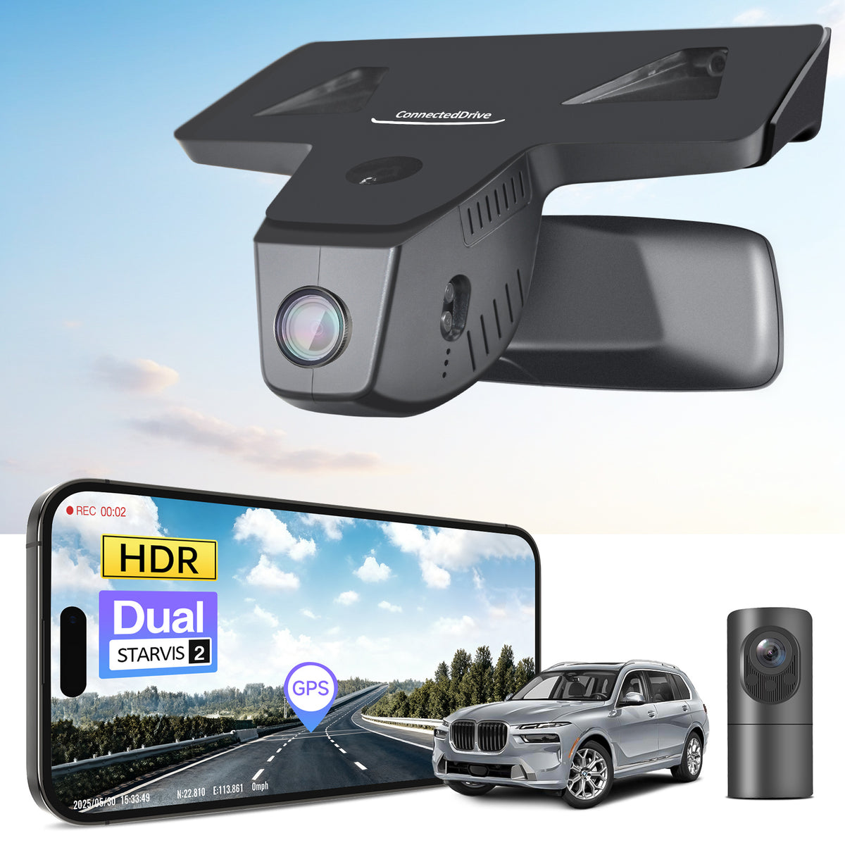 MANGOAL 4K STARVIS 2 Dash Cam (GPS Included) for BMW G07 X7 Facelift 2021 2023–2027(Model C)