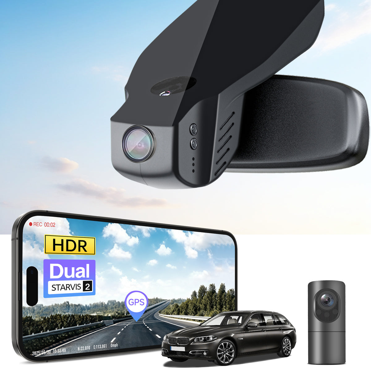 MANGOAL 4K STARVIS 2 Dash Cam (GPS Included) for BMW 5 Series Gen6 F07 F10 F11 F18 2014–2016 Select 2017 M5 F10(Model B)