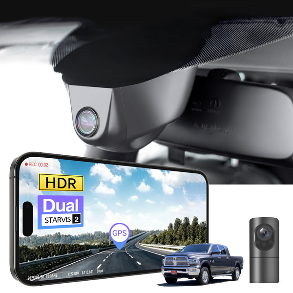 MANGOAL 4K STARVIS 2 Dash Cam (GPS Included) for 4th Gen Dodge RAM 1500/2500/3500, 1500 Classic (Model A)