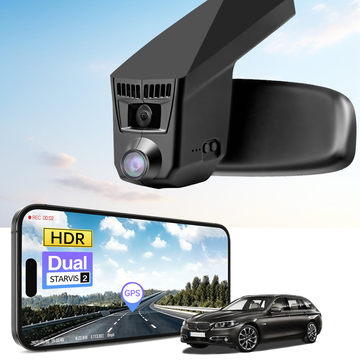 MANGOAL 4K STARVIS 2 Dash Cam (GPS Included) for BMW 5 Series Gen6 F07 F10 F11 F18 2014–2016 Select 2017 M5 F10(Model C)
