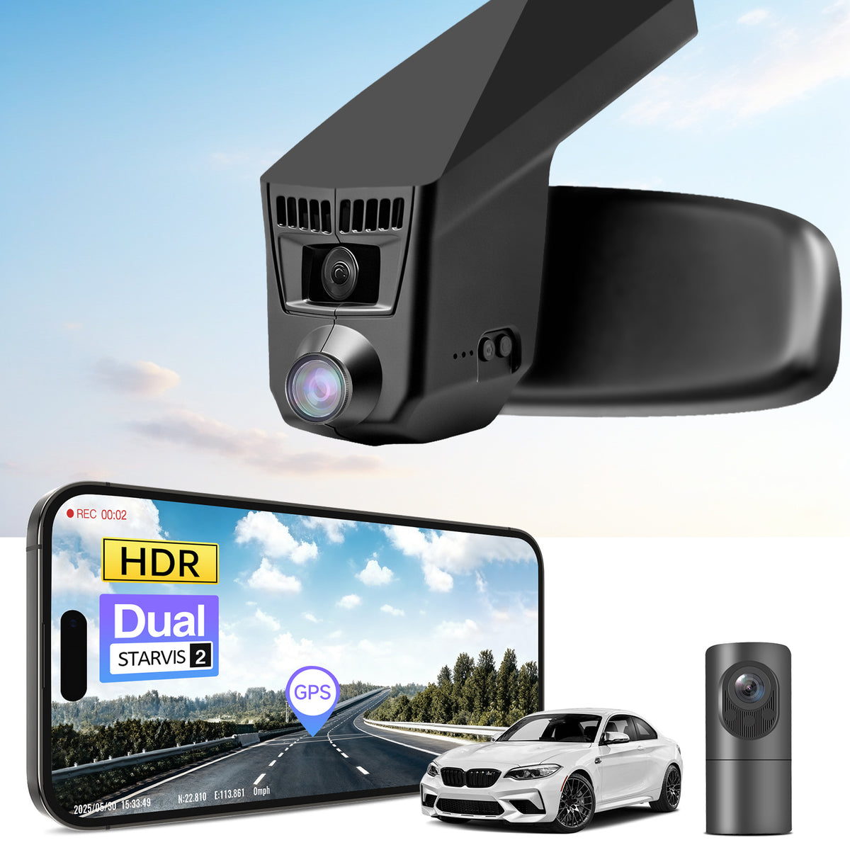 MANGOAL 4K STARVIS 2 Dash Cam (GPS Included) for BMW 4-Series Gen1 F32 F33 F36 2014–2020 M4 F82 F83(Model C)
