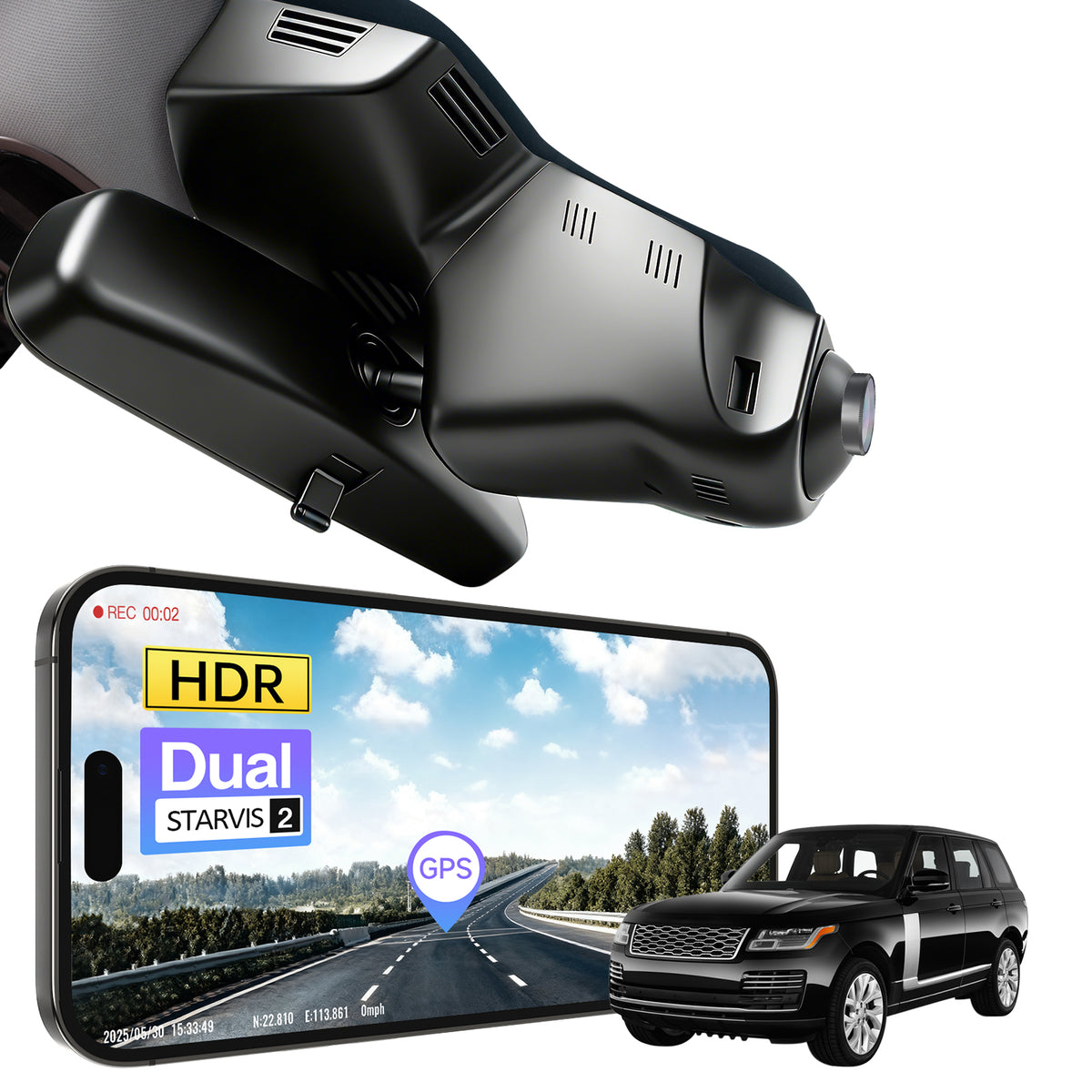 MANGOAL 4K STARVIS 2 Dash Cam (GPS Included) for Land Rover Range Rover Evoque Facelift L538 (Model C)