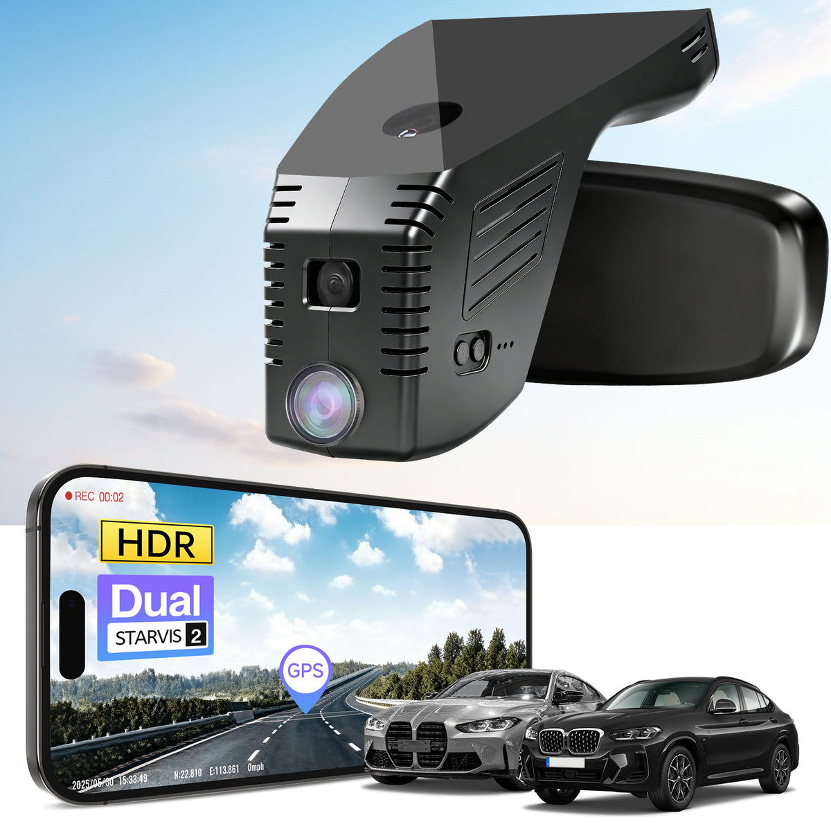 MANGOAL 4K STARVIS 2 Dash Cam (GPS Included) for BMW 4-Series Gen2 G22 G23 G26 2021–2027 M4 G82 G83(Model C)