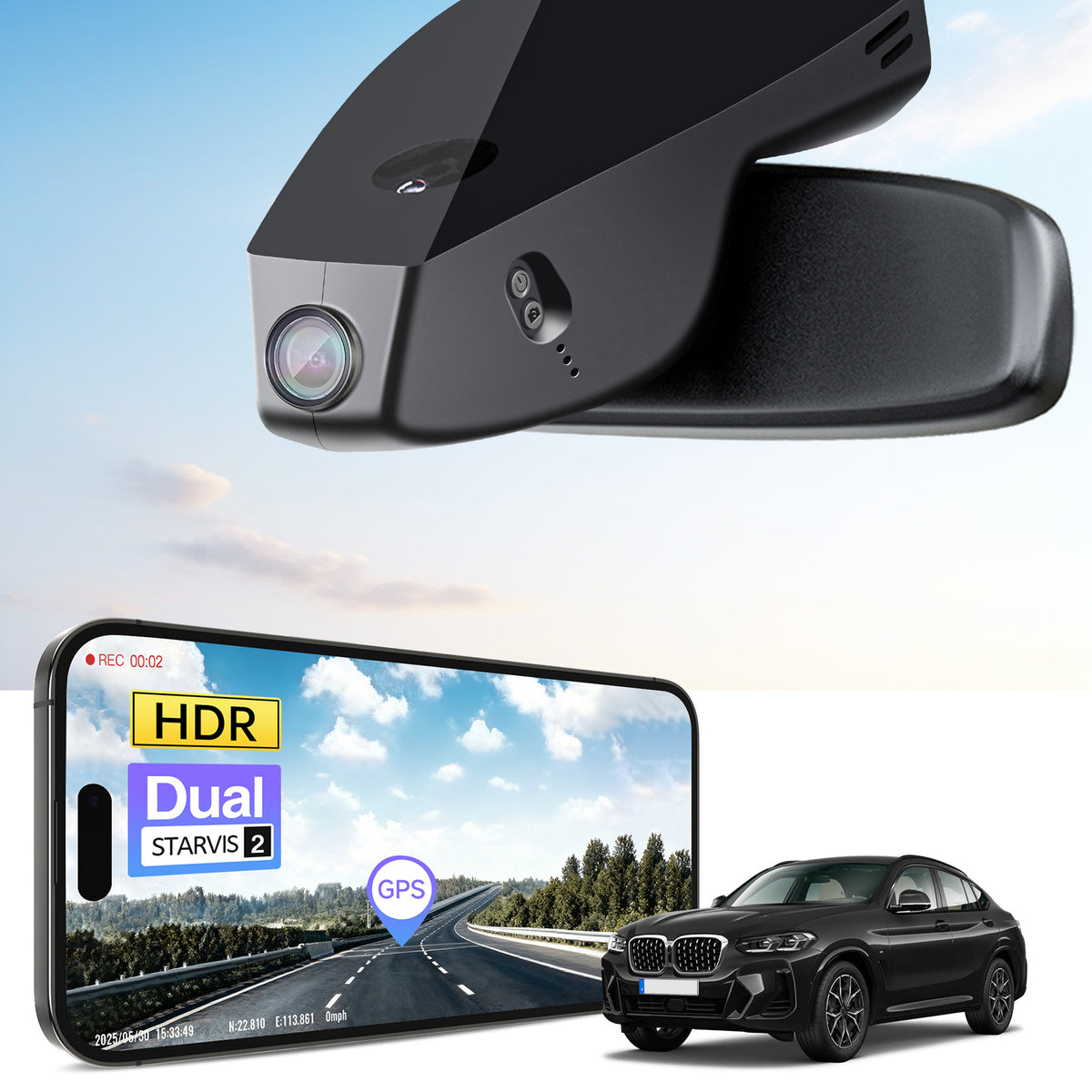 MANGOAL 4K STARVIS 2 Dash Cam (GPS Included) for BMW 4-Series Gen2 G22 G23 G26 2021–2027 M4 G82 G83(Model A)