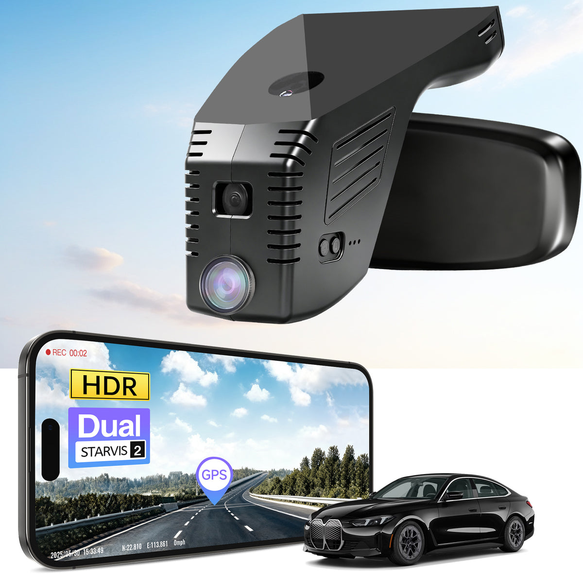 MANGOAL 4K STARVIS 2 Dash Cam (GPS Included) for BMW i4 2025 (Model B)