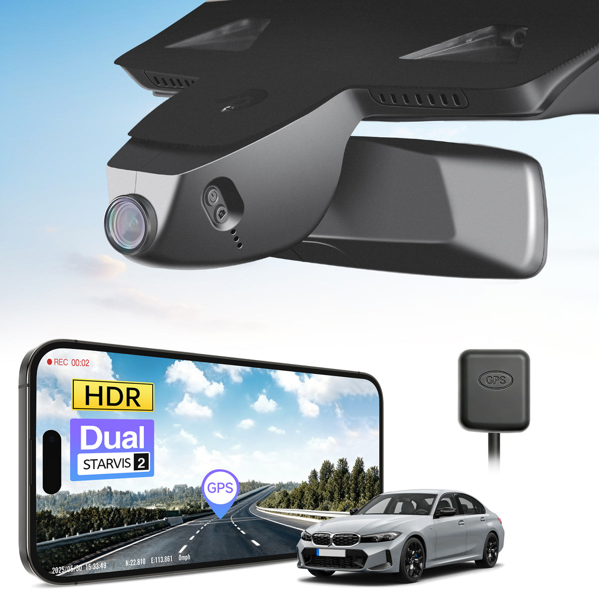 MANGOAL 4K STARVIS 2 Dash Cam (GPS Included) for BMW 3-Series Gen7 G20 G21 G28 2020–2027 Select 2019 M3 G80 G81(Model D)