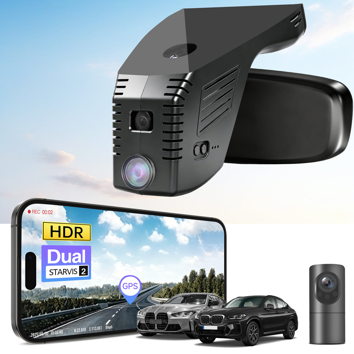 MANGOAL 4K STARVIS 2 Dash Cam (GPS Included) for BMW 4-Series Gen2 G22 G23 G26 2021–2027 M4 G82 G83(Model C)