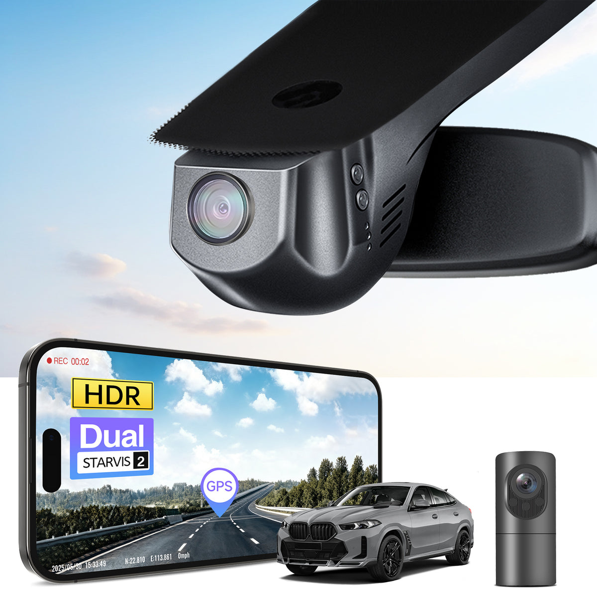 MANGOAL 4K STARVIS 2 Dash Cam (GPS Included) for BMW X6 Gen2 F16 2015–2019(Model A)