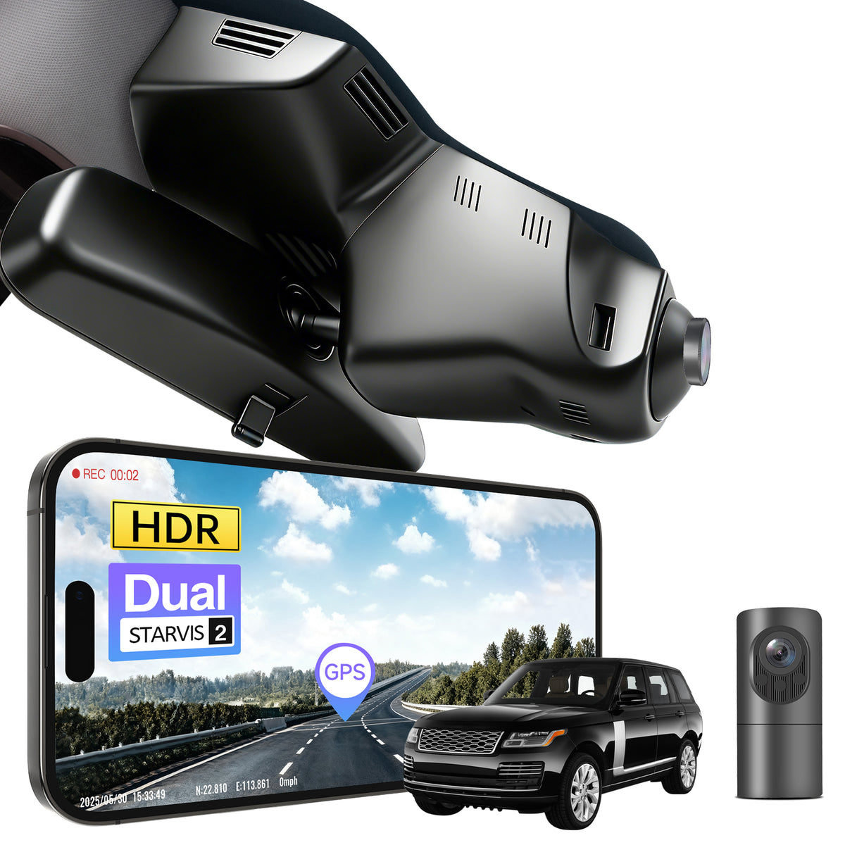 MANGOAL 4K STARVIS 2 Dash Cam (GPS Included) for Land Rover Range Rover Evoque Facelift L538 (Model C)