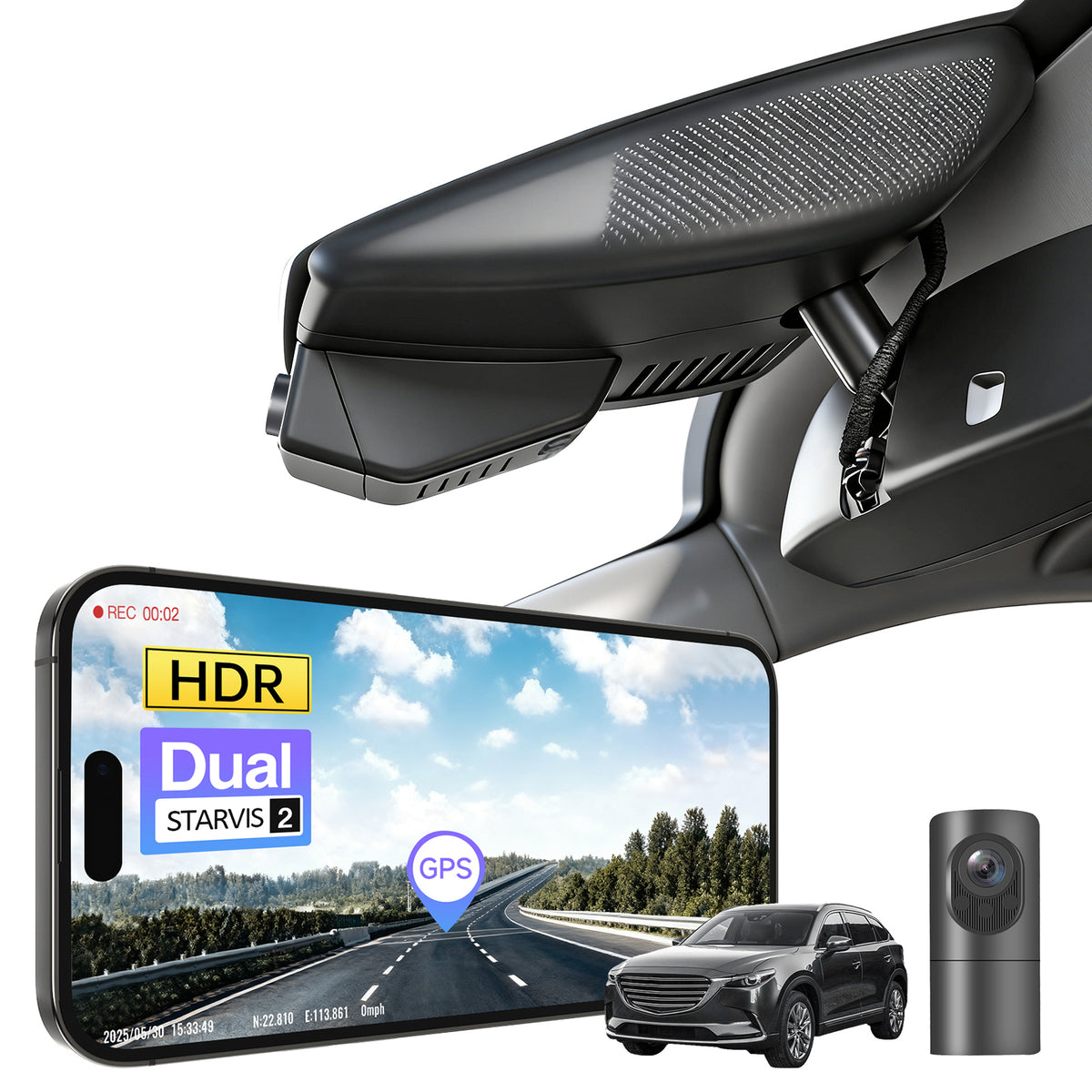 MANGOAL 4K STARVIS 2 Dash Cam (GPS Included) for Mazda CX5 2019–2025 & CX-9 2020–2023