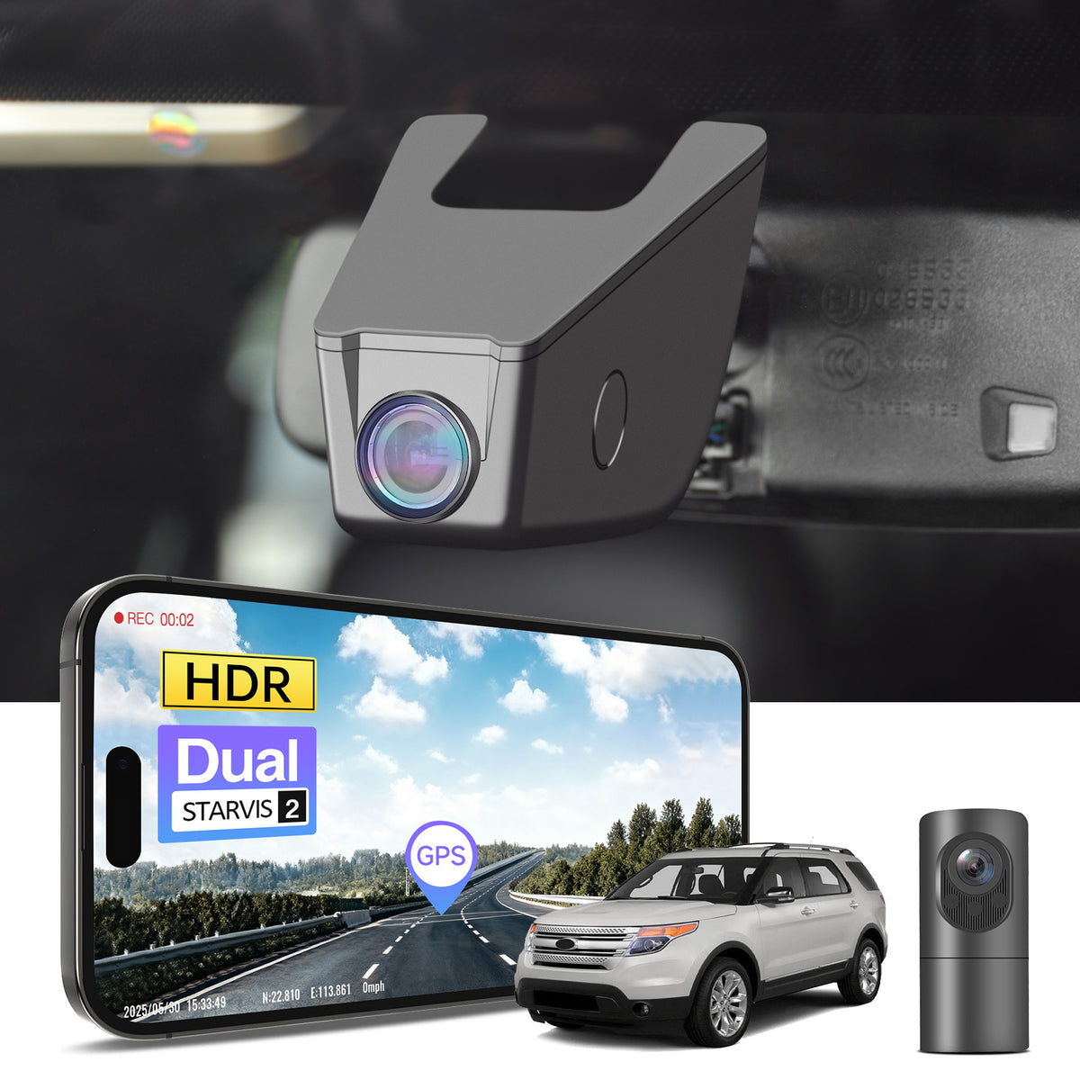 MANGOAL 4K STARVIS 2 Dash Cam (GPS Included) for Ford Explorer U502 2011–2019(Model B)